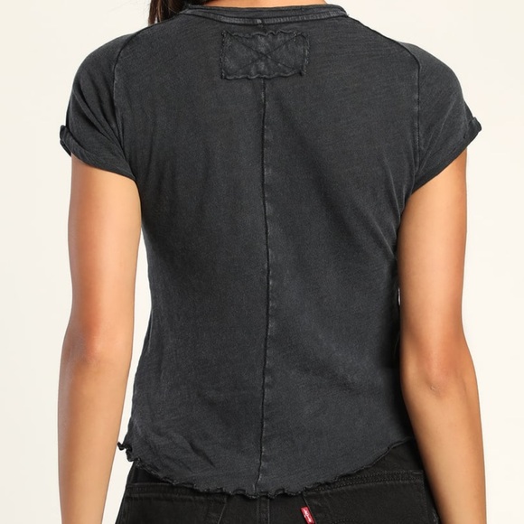 Free people Be My Baby Black Heathered Tee Sz M - Picture 2 of 6